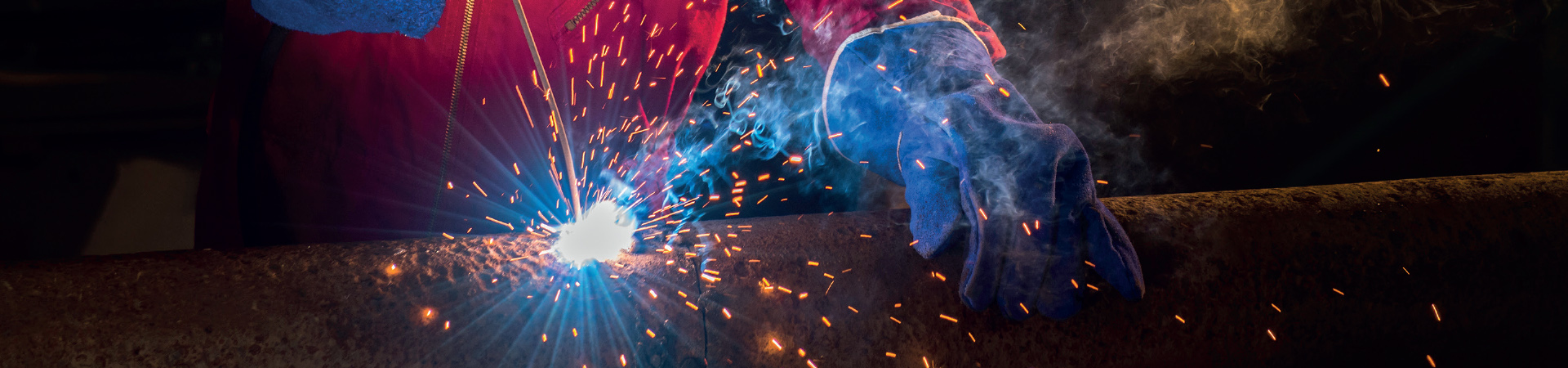 Welding steel work up close